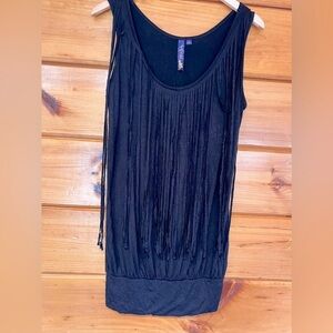 Kouture by Kimora Black Sleeveless Dress With Fringe Size Small